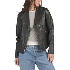 COLE HAAN Black Genuine Leather Jacket